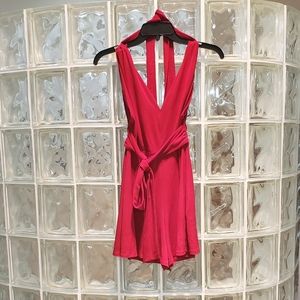 Express Red Halter Top Romper Size X-SM